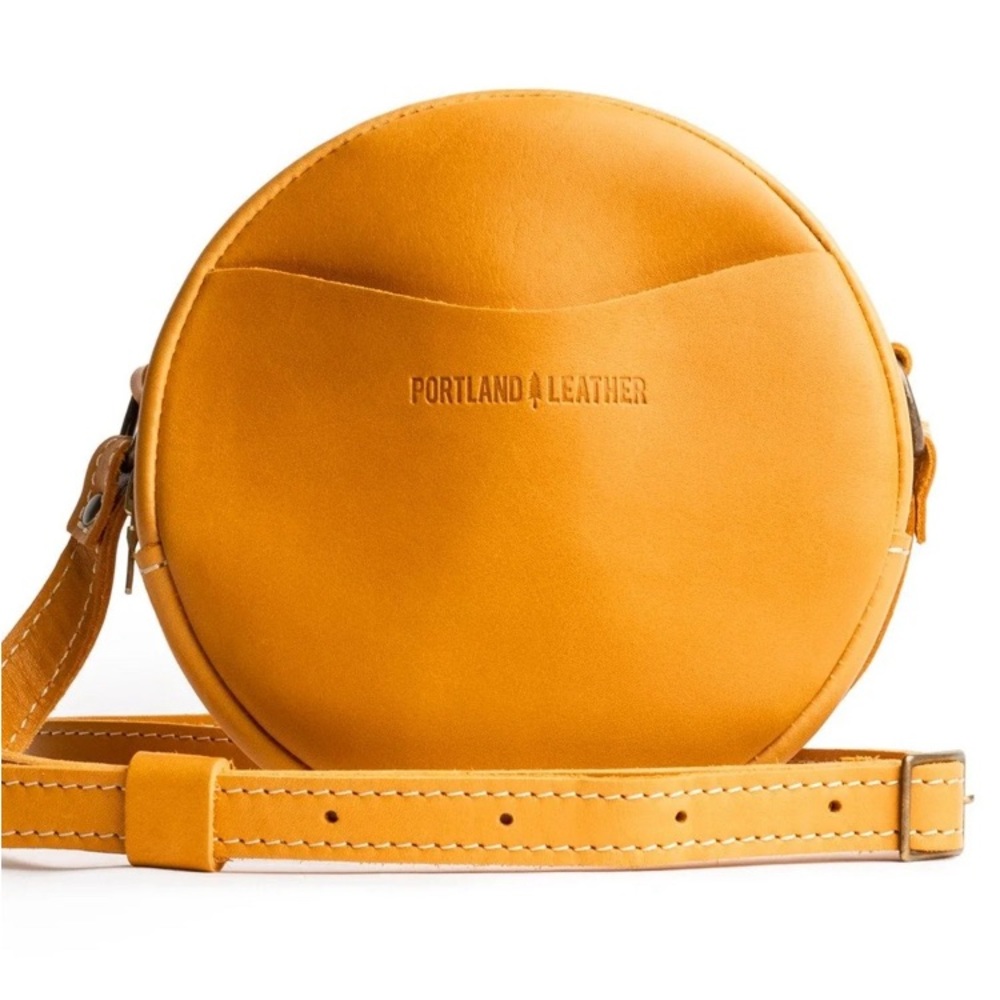 Portland Leather mini circle crossbody…Sunflower